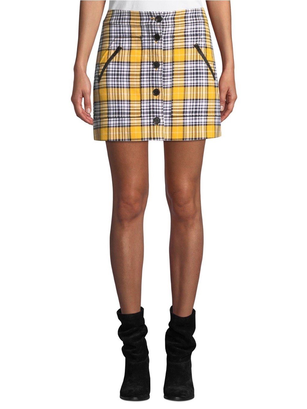 Veronica Beard Monroe Plaid Button-Front Mini Skirt Size 4